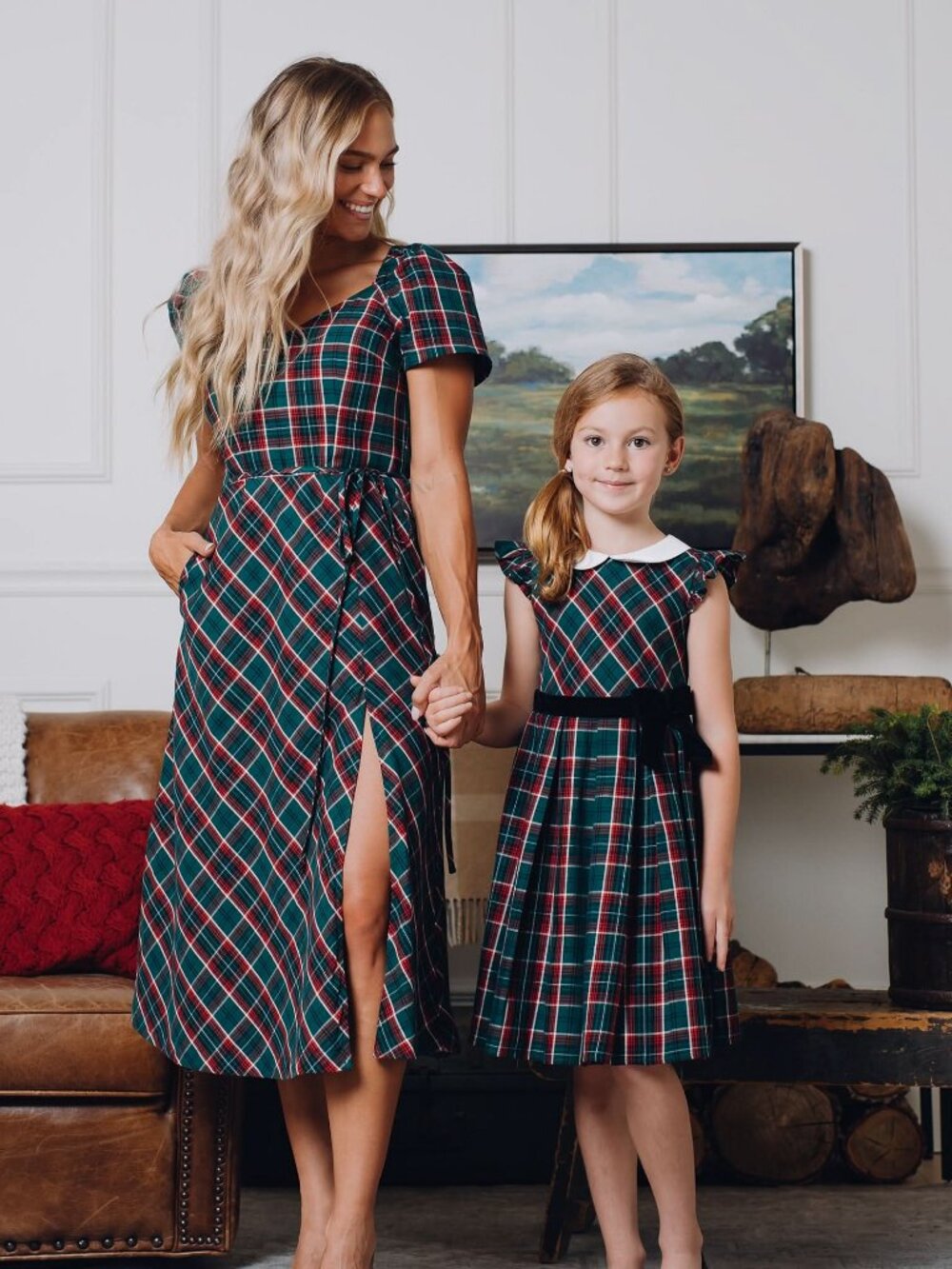 Hope & Henry Sweetheart Dress - Festive Green Plaid - Picture 2 of 8